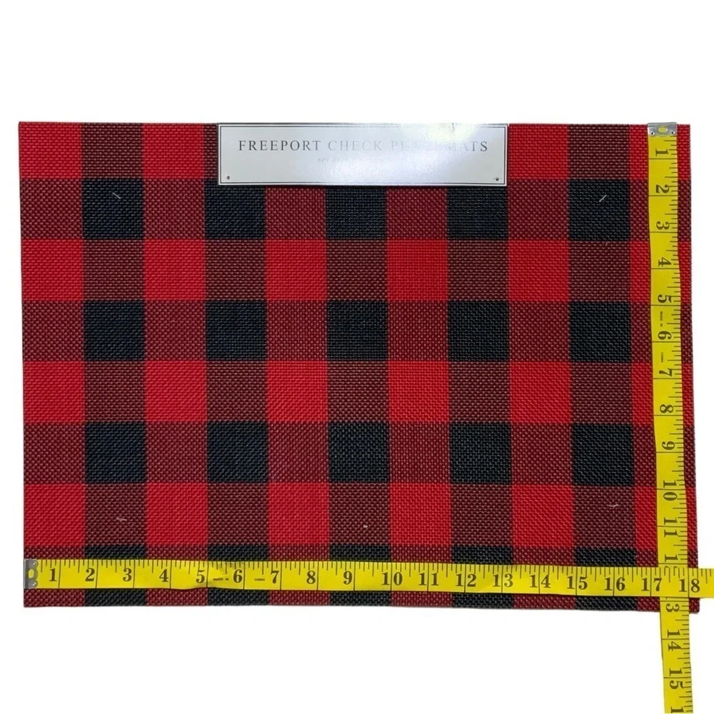 Benson Mills Placements Buffalo Check Plaid Reversible Woven Red Black Set of 4